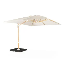Parasol déporté rectangulaire 3x4m - Wimereux - Parasol excentré inclinable dans 5 positions, rotatif à 360° + Dalles à lester 50x50cm