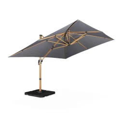 Parasol déporté rectangulaire 3x4m - Wimereux - Parasol excentré inclinable dans 5 positions, rotatif à 360° + Dalles à lester 50x50cm