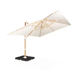 Parasol déporté rectangulaire 3x4m - Wimereux - Parasol excentré inclinable dans 5 positions, rotatif à 360° + Dalles à lester 50x50cm