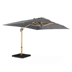 Parasol déporté rectangulaire 3x4m - Wimereux - Parasol excentré inclinable dans 5 positions, rotatif à 360° + Dalles à lester 50x50cm
