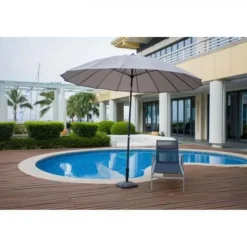 Parasol droit Shanghai inclinable - Diametre 3m - Mat aluminium et toile polyester 180g - Taupe