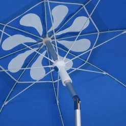 Parasol inclinable octogonal Ø 190 cm tissu polyester haute densité anti-UV hauteur réglable mât alu sac de transport inclus bleu