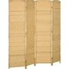 Paravent intérieur en bois 4 panneaux 180 x 180 cm séparateur de pièce pliable bois naturel
