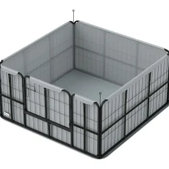 Parc de mise bas pour chien - porte verrouillable, tapis propreté lavable - acier noir