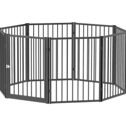 Parc enclos chien modulable pliable - porte verrouillable, 8 panneaux - acier noir