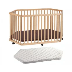 Parc Playpen bois naturel avec matelas