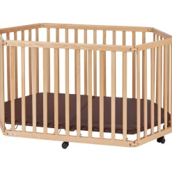 Parc Playpen bois naturel avec matelas