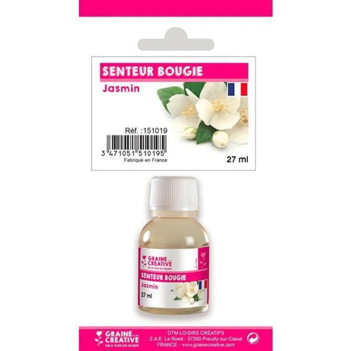 Parfum pour bougies 27 ml - Senteur jasmin
