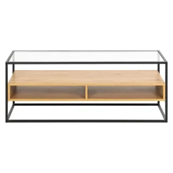 Parker - meuble tv - bois, verre et métal noir - 120 cm