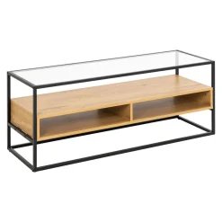 Parker - meuble tv - bois, verre et métal noir - 120 cm
