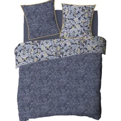 Parure de lit 2 personnes en coton 57 fils imprimé bleu