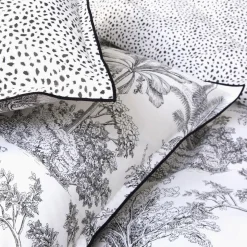 Parure de lit 2 personnes en coton 57 fils imprimé blanc