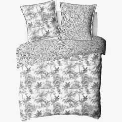 Parure de lit 2 personnes en coton 57 fils imprimé blanc