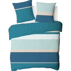 Parure de lit 2 personnes en coton 57 fils imprimé bleu