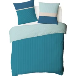 Parure de lit 2 personnes en coton 57 fils imprimé bleu