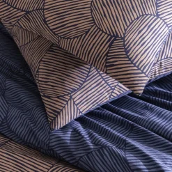 Parure de lit 2 personnes en coton 57 fils imprimé bleu