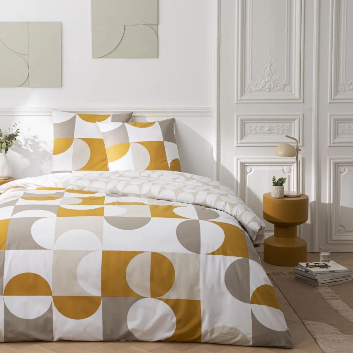 Parure de lit 2 personnes imprimé géométrique réversible
