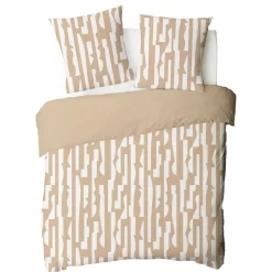 Parure de lit 2 personnes en coton 57 fils imprimé camel