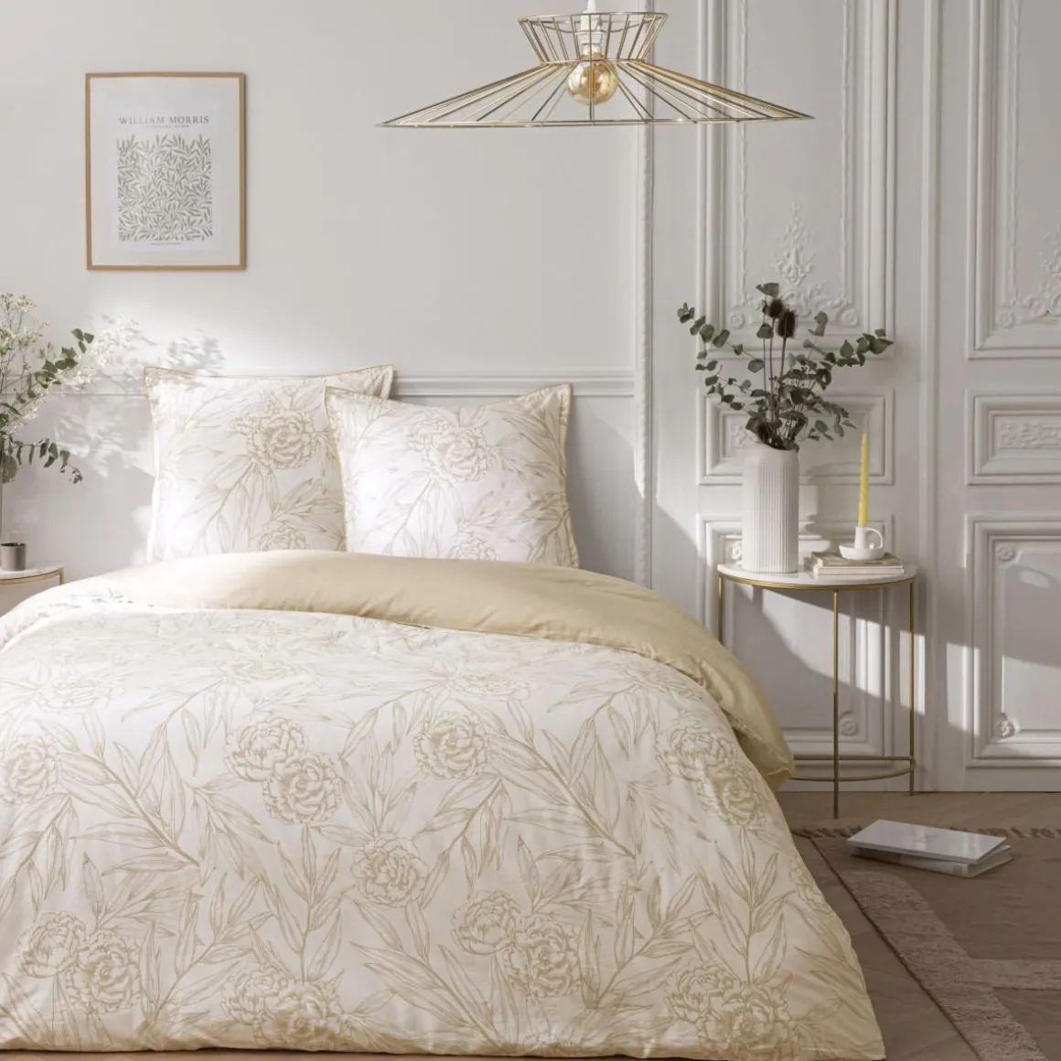 Parure de lit 2 personnes en satin de coton réversible