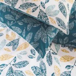 Parure de lit 2 personnes en coton 57 fils imprimé bleu