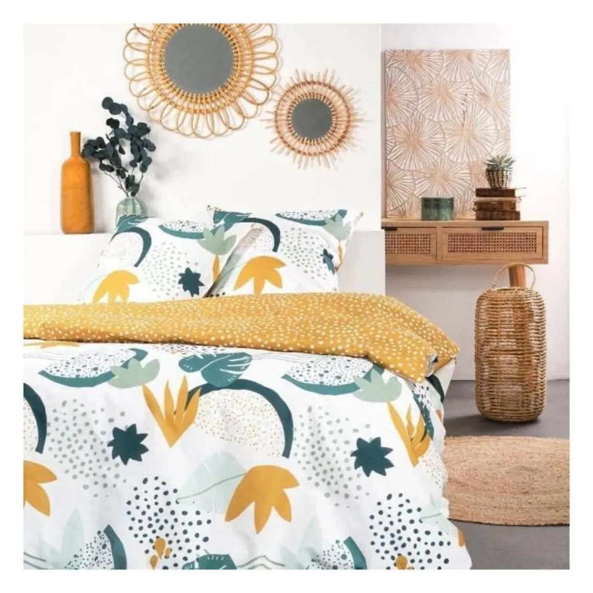 Parure de lit - TODAY - Sunshine - 119482 - 2 personnes - 260x240cm - Coton - Imprimé 11.52