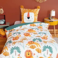 Parure de lit enfant Lion - 100% polyester 72g/m² - 140 x 200 cm