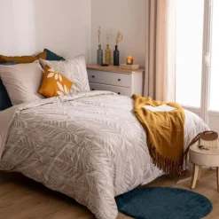 Parure de Lit Imprimée Nalh 240x220cm Beige