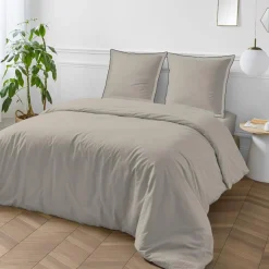 Parure de lit unie en coton finition bourdon