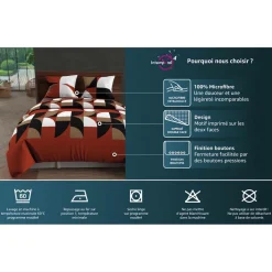 Parure housse de couette microfibre RETRO, par Intemporel