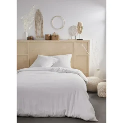 Parure housse de couette unie en gaze de coton CRAIE