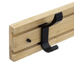 Patère Murale 4 Têtes Coulissantes 40cm Naturel