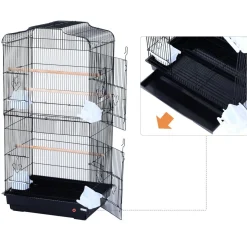 PawHut Cage à oiseaux volière avec mangeoires perchoirs plateau amovible dim. 48L x 36l x 91H cm métal PS noir