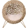 PawHut Panier chat lit chat cosy grand confort dim. Ø 52 x 58H cm coussin moelleux inclus résine tressée imitation rotin beige