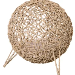PawHut Panier chat lit chat cosy grand confort dim. Ø 52 x 58H cm coussin moelleux inclus résine tressée imitation rotin beige