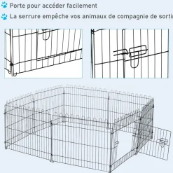 PawHut Parc enclos pour chiens chiots animaux domestiques diamètre 158 cm 8 panneaux 71L x 61H cm noir
