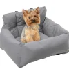 PawHut Sac de transport pour chien chat - siège auto pour chien chat - housse de siège pour chien chat - déhoussable, sangles ajustables, attache - coton gris
