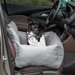 PawHut Sac de transport pour chien chat - siège auto pour chien chat - housse de siège pour chien chat - déhoussable, sangles ajustables, attache - coton gris