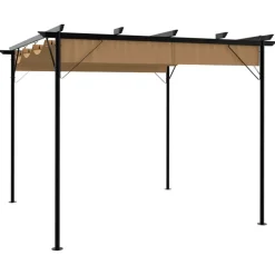 Pergola avec toit retractable taupe 3x3 m acier 180 g/m^2
