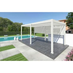 Pergola bioclimatique autoportée 3x6 m - Aluminium - Blanc - VS OmBREA®