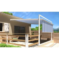 Pergola blanche motorisée 3x3x1,50m avec lambrequins MELODIE