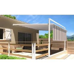 Pergola blanche motorisée 3x3x1,50m avec lambrequins MELODIE