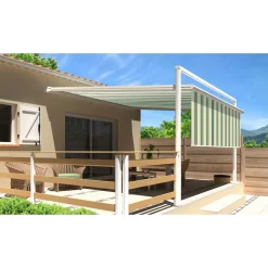 Pergola blanche motorisée 3x3x1,50m avec lambrequins MELODIE