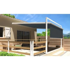Pergola blanche motorisée 3x3x1,50m avec lambrequins MELODIE