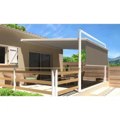 Pergola blanche motorisée 3x3x1,50m avec lambrequins MELODIE