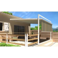 Pergola blanche motorisée 3x3x1,50m avec lambrequins MELODIE