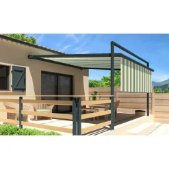 Pergola grise anthracite motorisée 4x4x1,50m avec lambrequins MELODIE