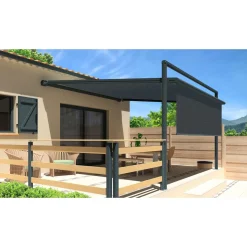 Pergola grise anthracite motorisée 4x4x1,50m avec lambrequins MELODIE
