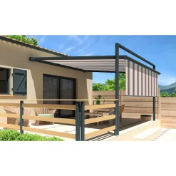 Pergola grise anthracite motorisée 4x4x1,50m avec lambrequins MELODIE
