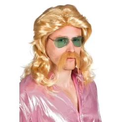 Perruque Barry Avec Moustache - Blond