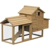 Petit poulailler cottage cage à poules sur pied dim. 151L x 54l x 87H cm multi-équipement bois massif de pin